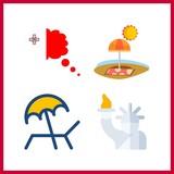 4 island icon. Vector illustration island set. beach and sunbed icons for island works