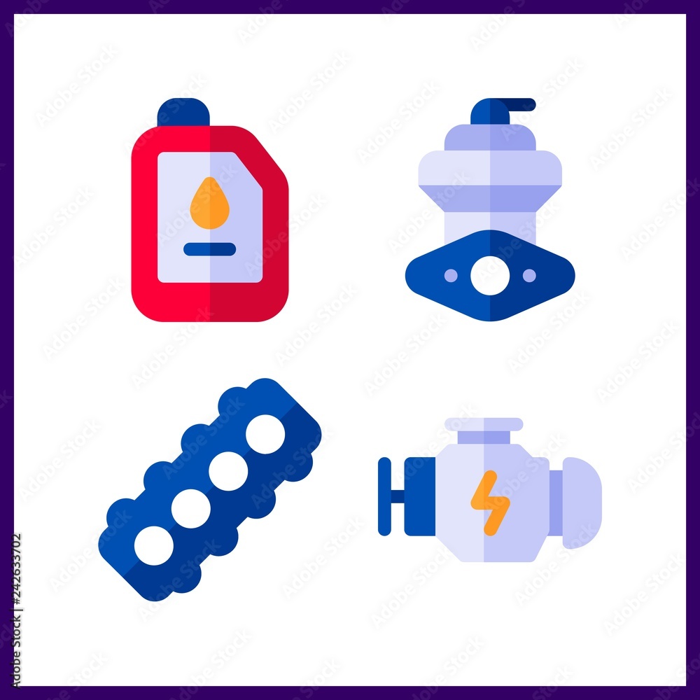 4 fuel icon. Vector illustration fuel set. oil and motor icons for fuel works