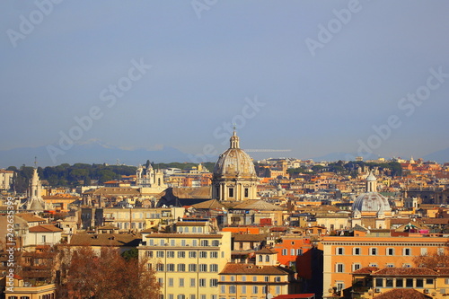 Cityscape of Rome, Italy, a view from the Gianicolo (Janiculum) hill