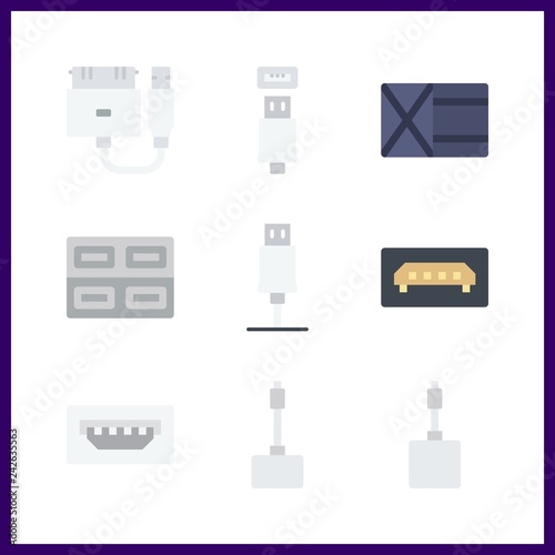 9 pocket icon. Vector illustration pocket set. usb and wallet icons for pocket works