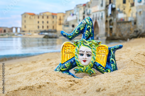 Ceramic Trinacria. Cefalu, Sicily, Italy photo