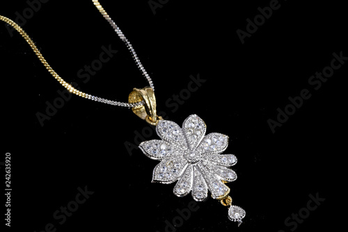 American diamond silver jewelry chain pendant neck set for woman fashion 