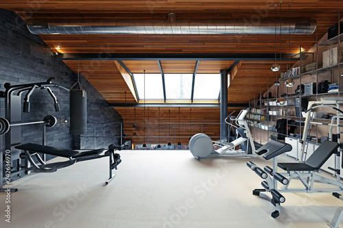 home gym room in the attic
