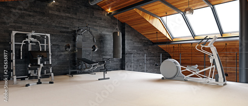 home gym room in the attic