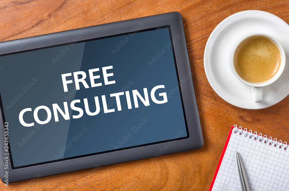Tablet on a desk - Free consulting Tablet on a desk - Free consulting