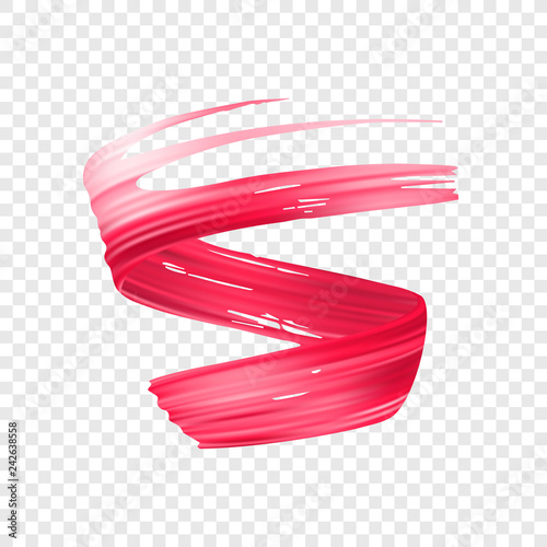 Vector illustration: 3d realistic red brush stroke oil or acrylic paint. Wave Liquid shape. Trendy design