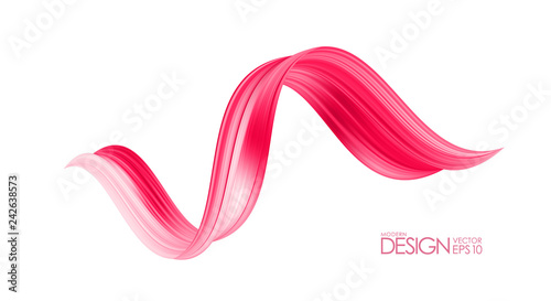 Vector illustration: 3d twisted red flow liquid shape. Acrylic paint sroke. Modern design