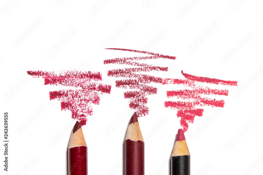 Lip pencil on white background