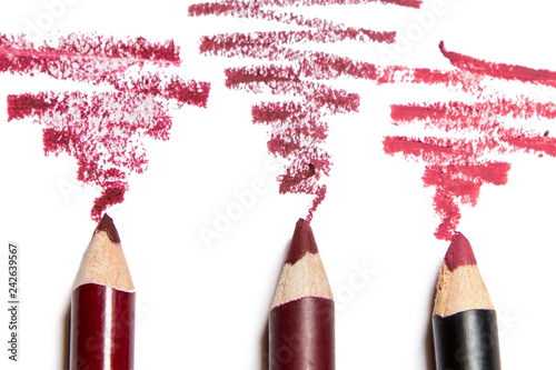 Lip pencil on white background