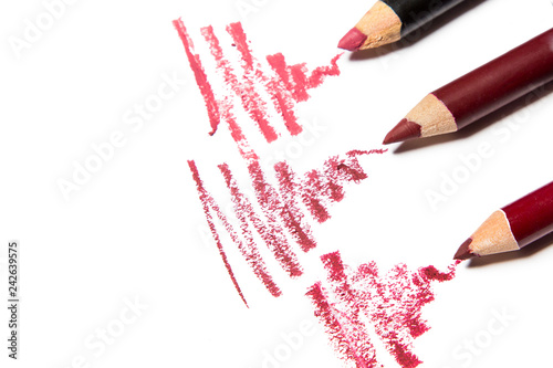 Lip pencil on white background