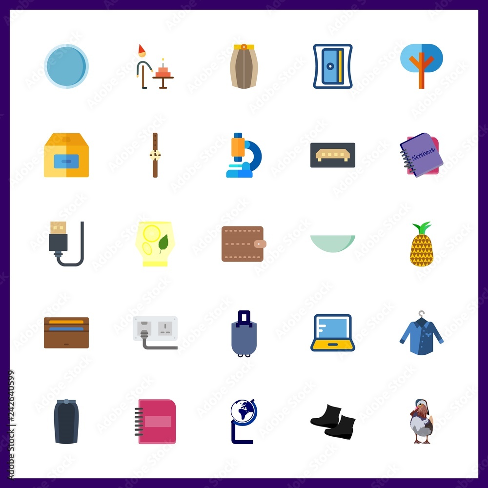 25 object icon. Vector illustration object set. notebook and notebooks icons for object works