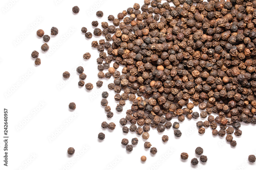Black pepper peas, isolated on white Black pepper peas, isolated on white