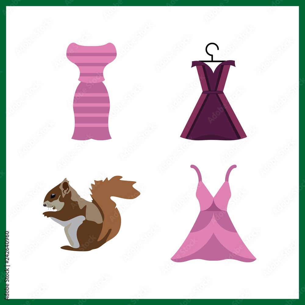 4 tail icon. Vector illustration tail set. squirrel and dress icons for tail works