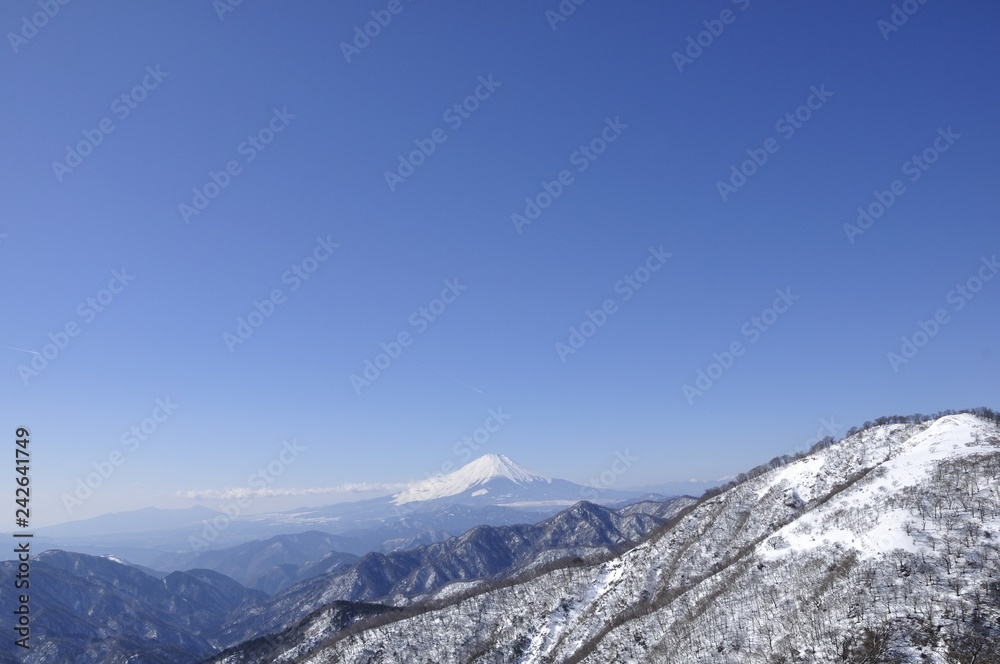 富士山と雪山と大空