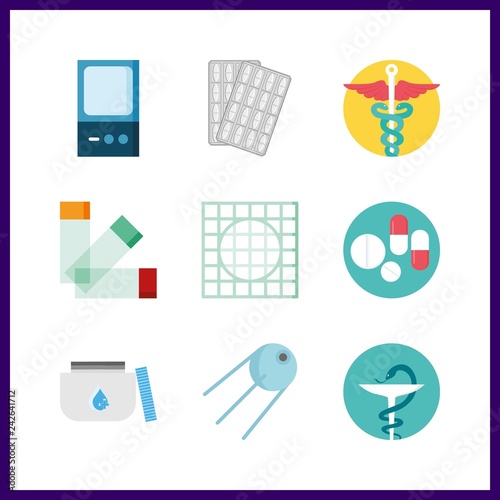 9 capsule icon. Vector illustration capsule set. medicine and sputnik icons for capsule works
