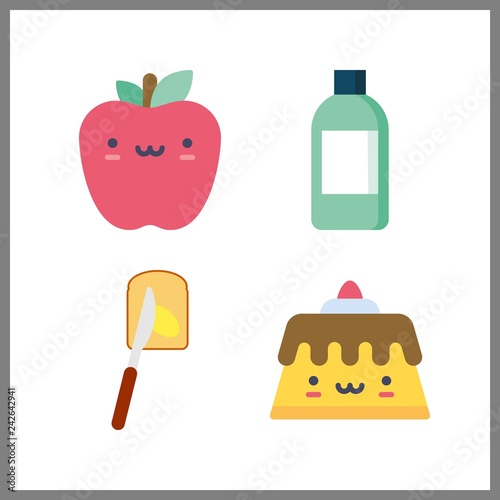 4 vegetarian icon. Vector illustration vegetarian set. fatty bread and pudding icons for vegetarian works