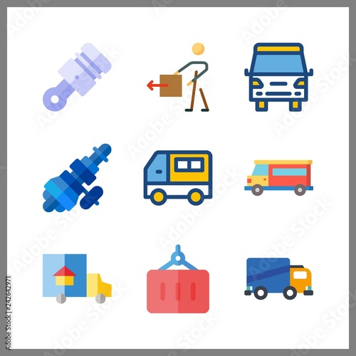 9 truck icon. Vector illustration truck set. trucks and delivery icons for truck works