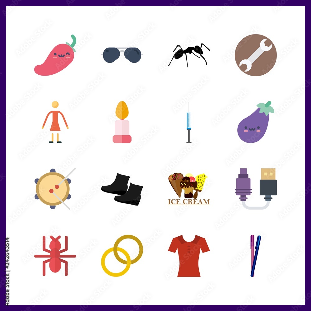 16 closeup icon. Vector illustration closeup set. chili pepper and ice creams icons for closeup works 16 closeup icon. Vector illustration closeup set. chili pepper and ice creams icons for closeup works