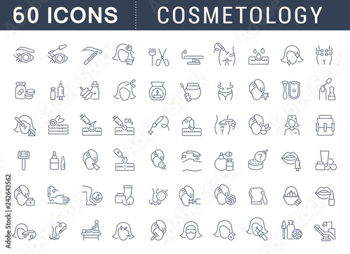 Set Vector Line Icons of Cosmetology.