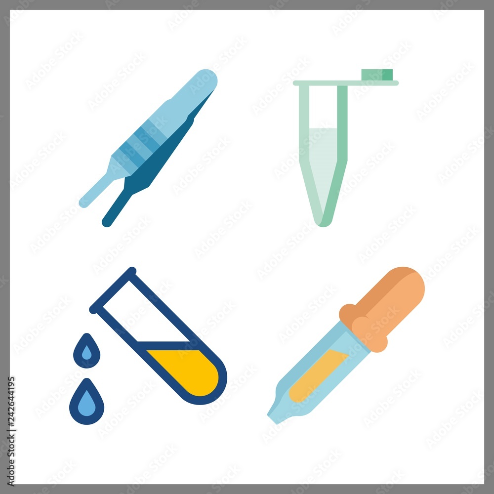 4 dropper icon. Vector illustration dropper set. test tubes and test tube icons for dropper works 4 dropper icon. Vector illustration dropper set. test tubes and test tube icons for dropper works