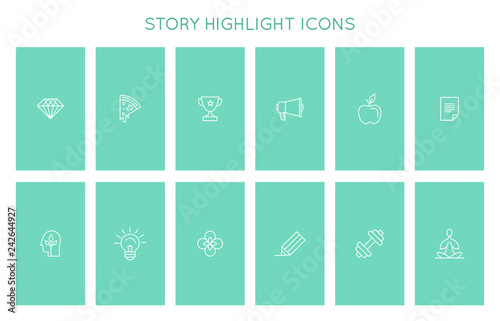 Vector set of icons and emblems for social media story highlight covers - design templates for lifestyle, travel and beauty bloggers