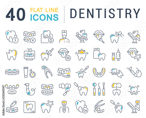 Set Vector Line Icons of Dentistry.