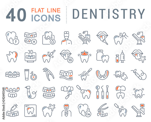 Set Vector Line Icons of Dentistry.