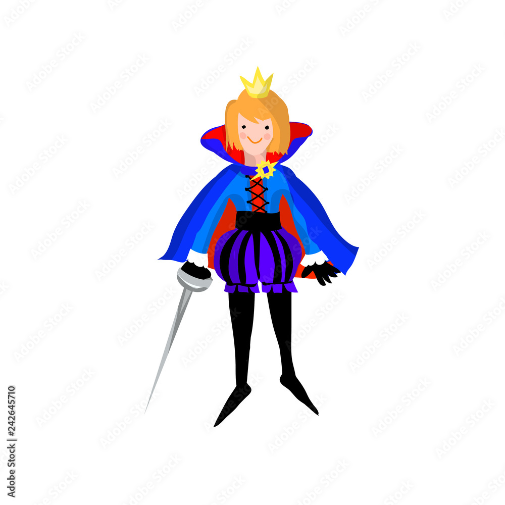 Prince flat cute character cartoon icon isolated on white Prince flat cute character cartoon icon isolated on white