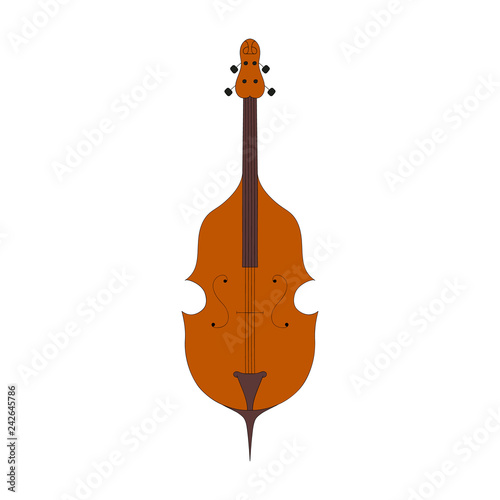 Hand drawn cello for musical store or school. Cartoon jazz or country music festival instrument. Vector isolated element.