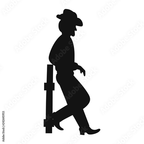 Texas Cowboy silhouette on wild west on ranch. Farmer or Rodeo rider. Vector illustration.