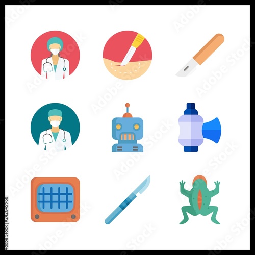 9 operation icon. Vector illustration operation set. robot and surgeon icons for operation works