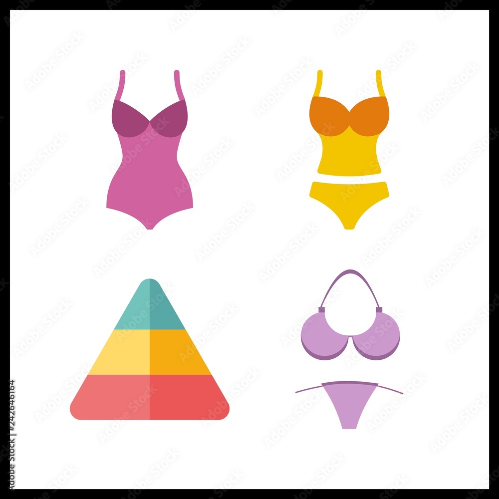 4 sand icon. Vector illustration sand set. swimsuit and bikini icons for sand works