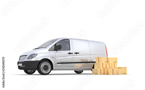 Delivery truck on background. 3D rendering.