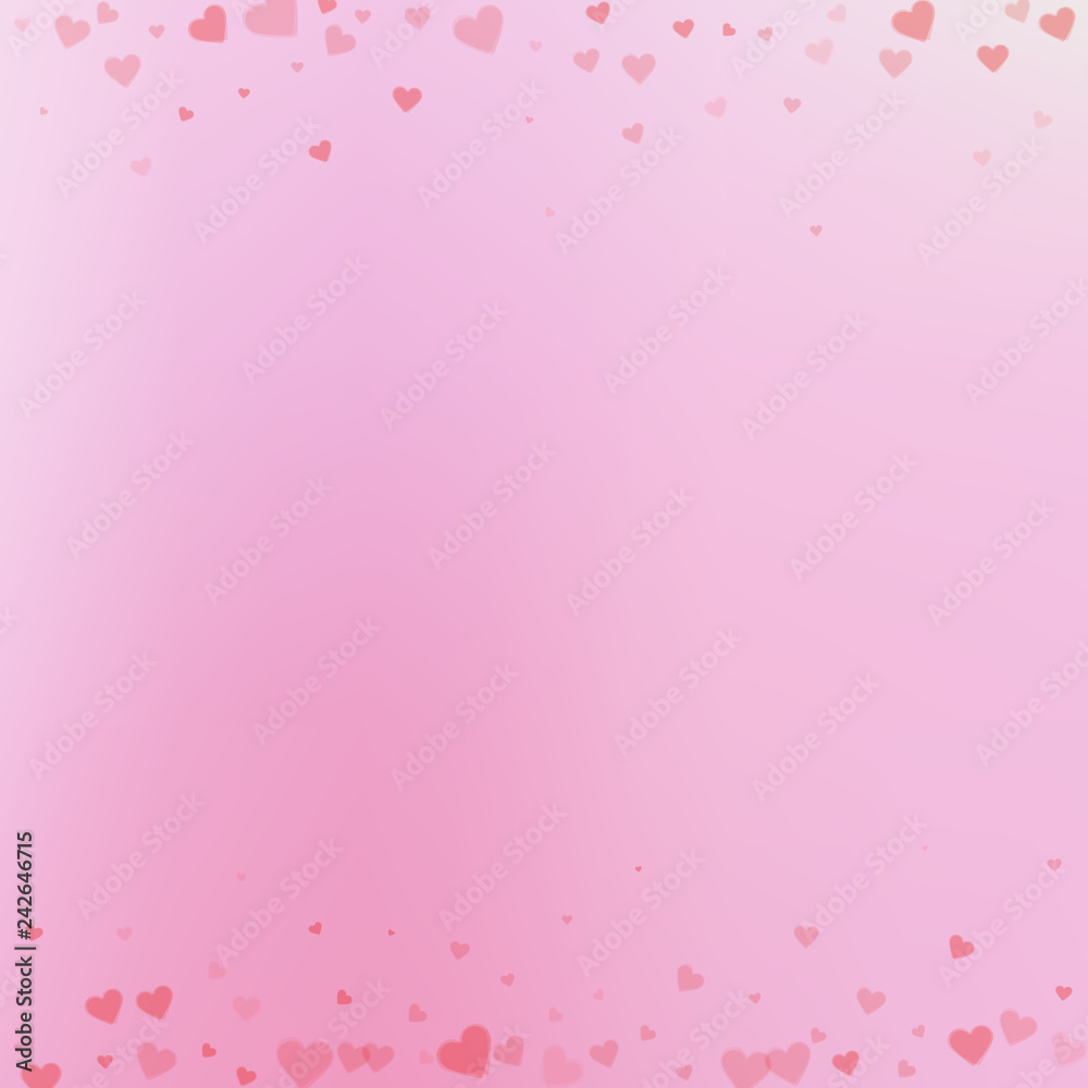 Red heart love confettis. Valentine's day borders 