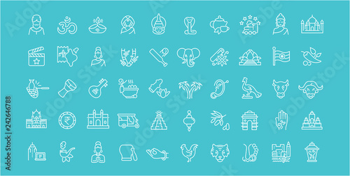 Set of Line Icons of India.