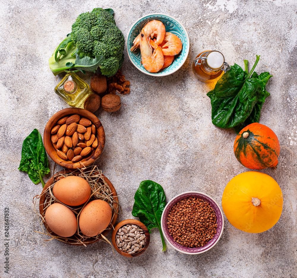 Assortment food sources of vitamin E Assortment food sources of vitamin E