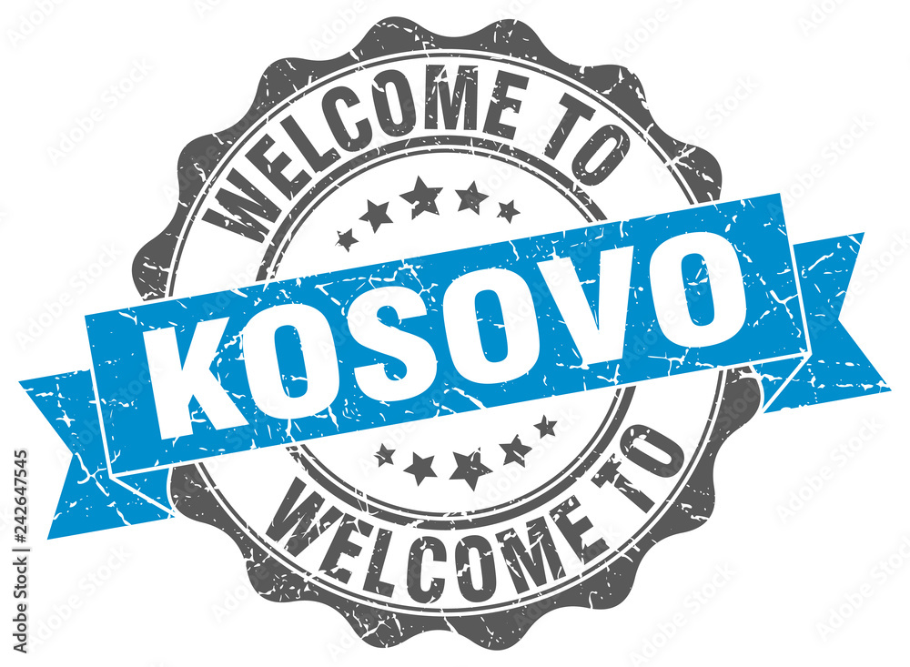 Fototapeta premium Kosovo round ribbon seal