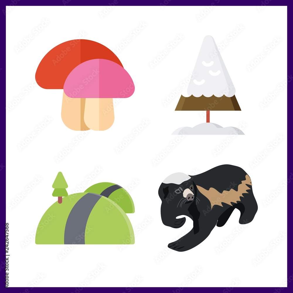 forest icon. badger and road vector icons in forest set. Use this illustration for forest works.