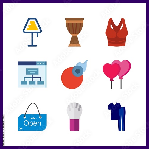 9 design icon. Vector illustration design set. clothes and sitemap icons for design works