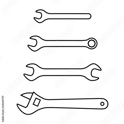 wrench line icon, logo on white background