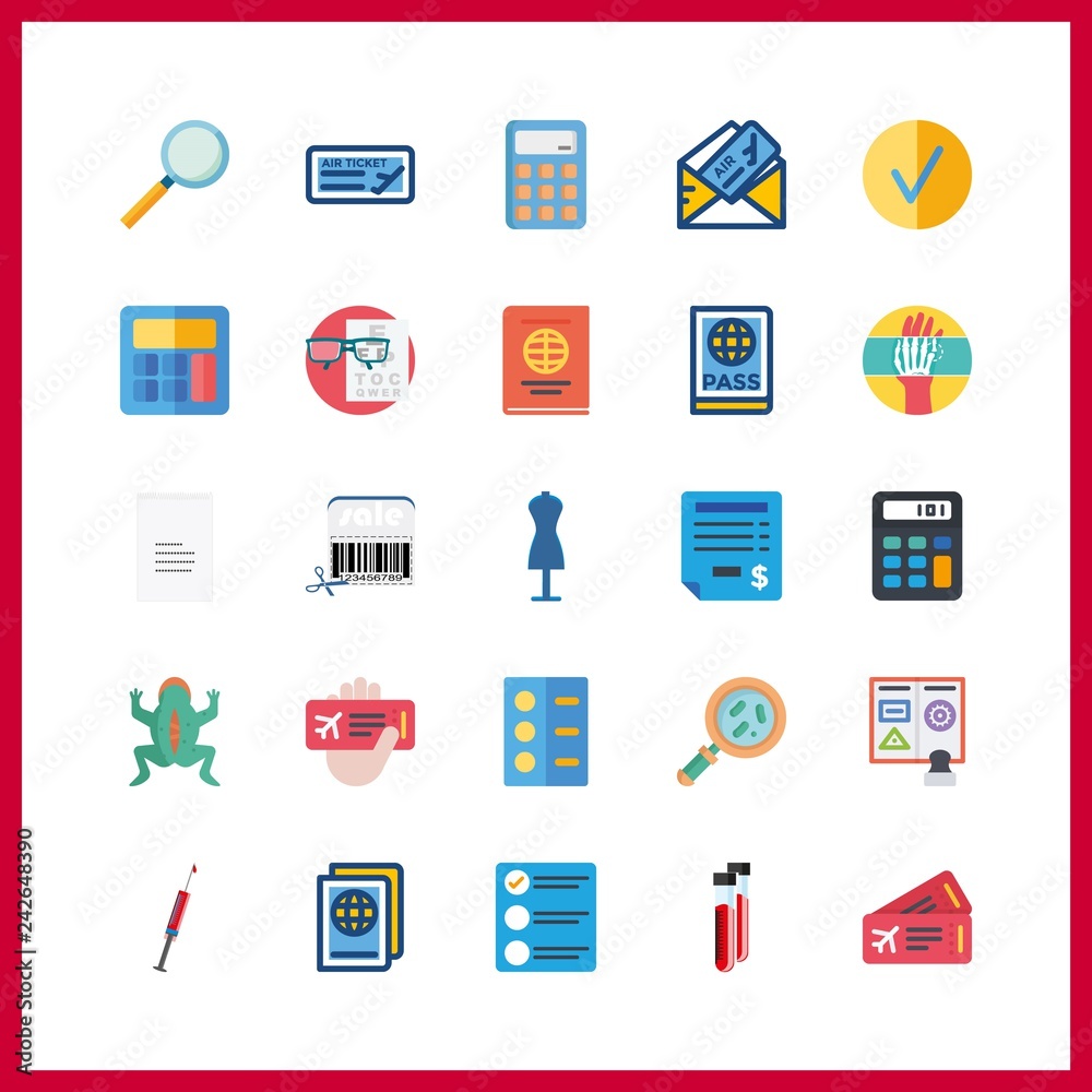 check icon. snellen chart and invoice vector icons in check set. Use this illustration for check works.