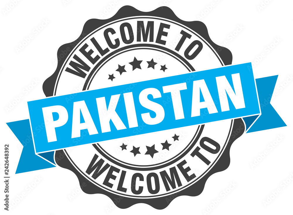Fototapeta premium Pakistan round ribbon seal