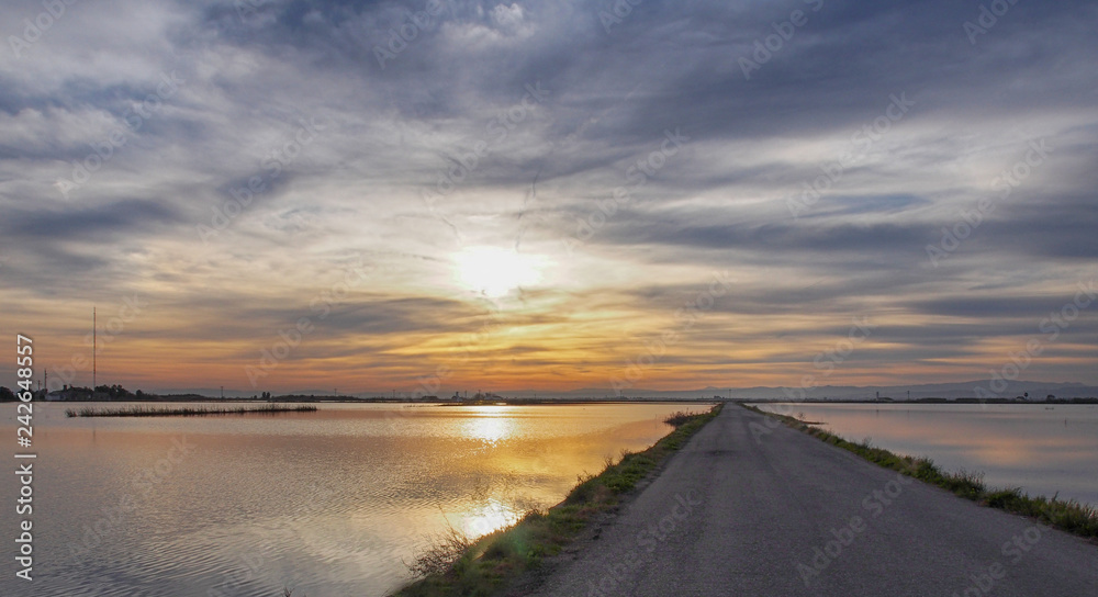 Lake Albbufera at sunset. Spain. Valencia Lake Albbufera at sunset. Spain. Valencia
