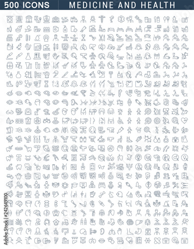 Set Vector Line Icons of Medicine and Health.
