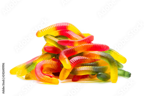 Jelly worms on white background
