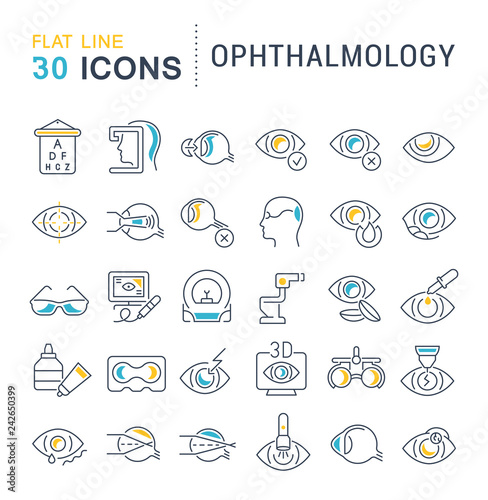 Set Vector Line Icons of Ophthalmology.