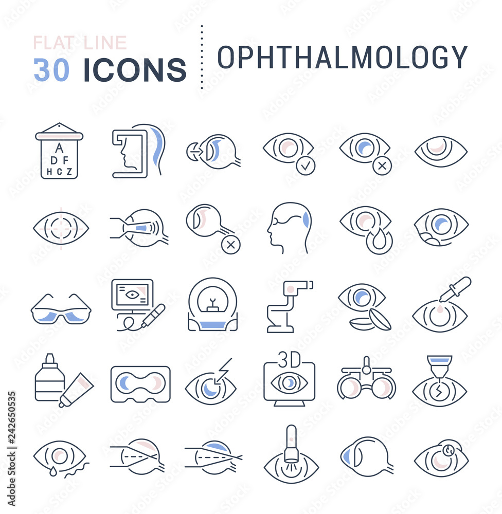 Set Vector Line Icons of Ophthalmology.