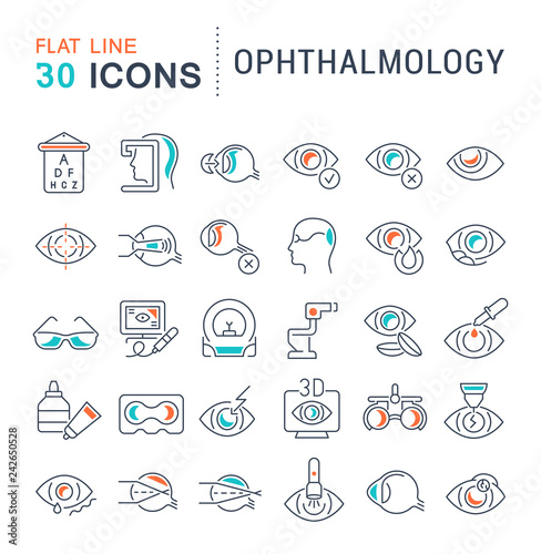 Set Vector Line Icons of Ophthalmology.