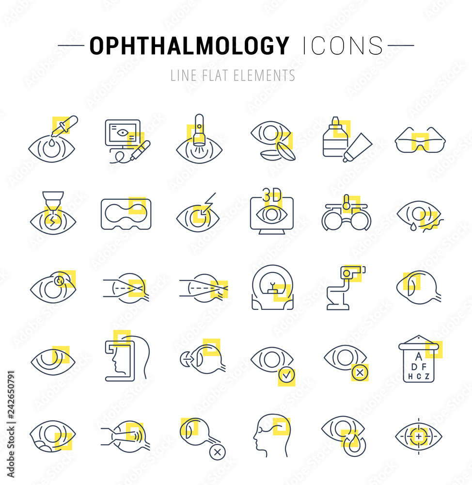 Fototapeta premium Set Vector Line Icons of Ophthalmology.