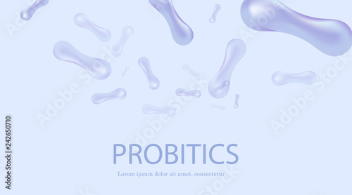 Probiotics Bacteria Vector illustration. Biology, Science background. Microscopic bacteria closeup.